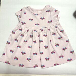 Moon and Back Hanna Andersson Baby Girl Dress 3-6M Pink Butterfly Organic Cotton